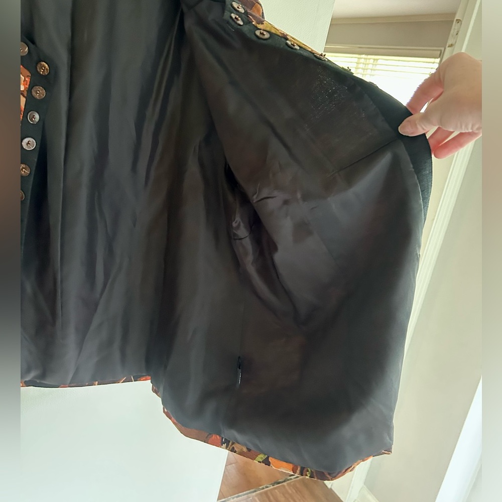 VINTAGE T RENZ Silk Embellished Earthy Shrug Boxy Layer Art To Wear Office Sz 1X - Picture 10 of 13